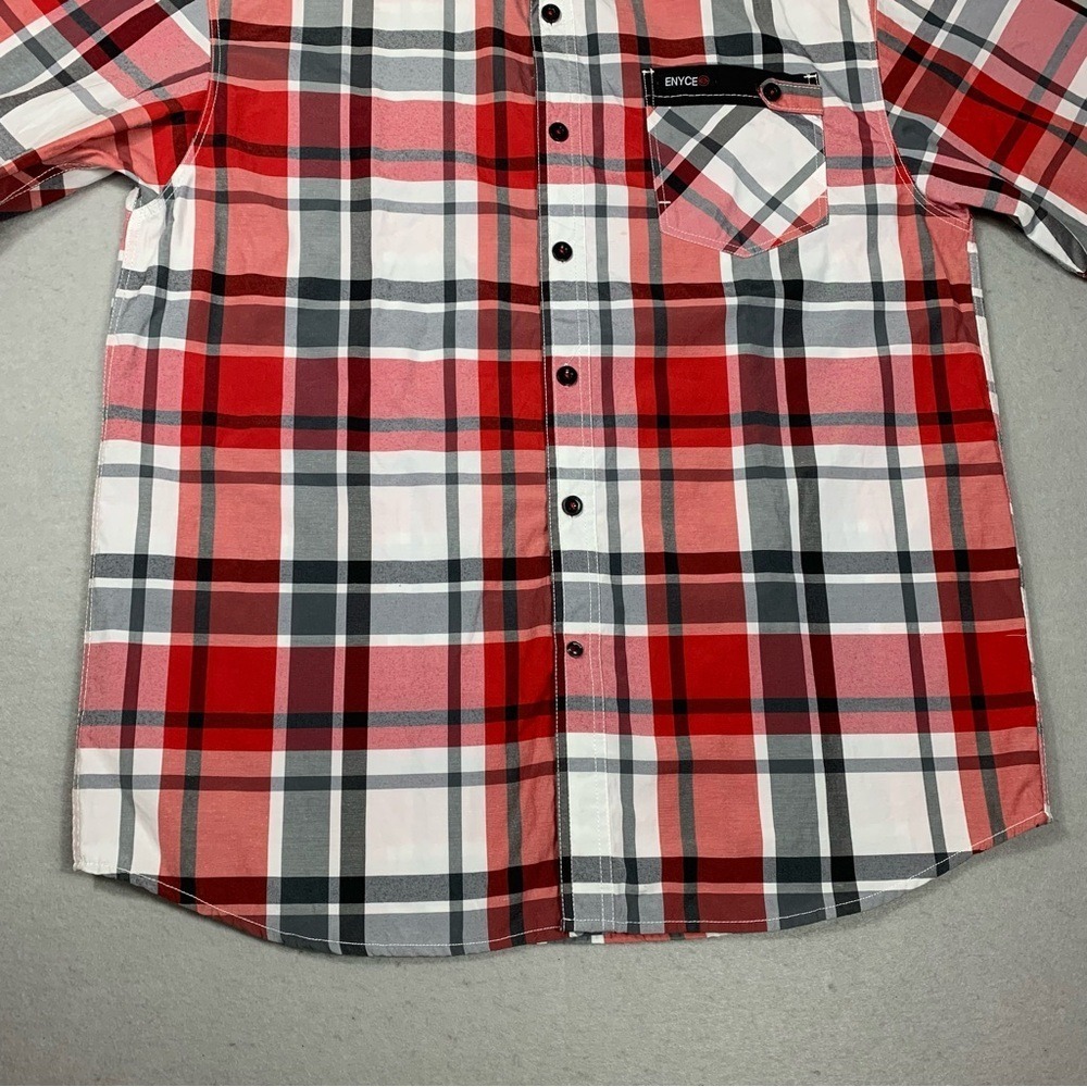 Y2K Enyce Shirt Mens 2XL Red Plaid Short Sleeve Western Button Up Sean Combs - Picture 7 of 14